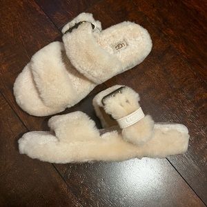 Ugg fuzzy beige sandals